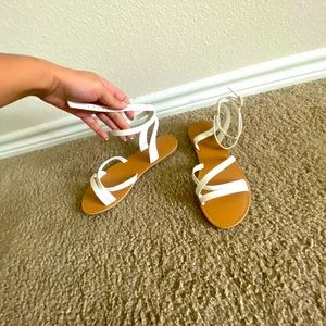 White multi strap flat sandal!! BRAND NEW!
